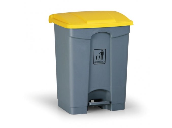 Nášlapný víceúčelový koš na odpadky 68 litrů, 480 x 330 x 560 mm, žlutá