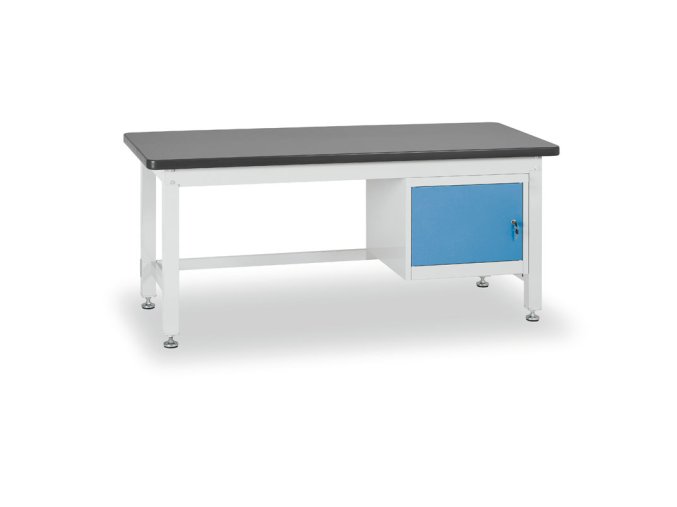 Profesionální dílenský stůl BL, 1 skříňka, deska MDF + PVC, 1500x750 mm