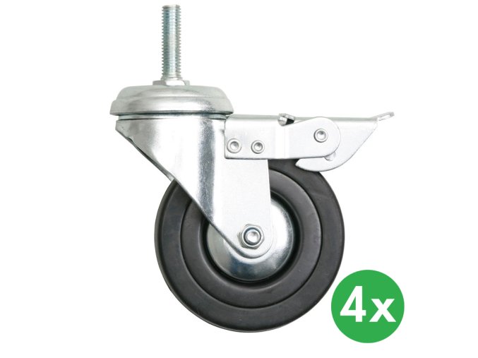 Sada 4 koleček k regálům, 75 mm, 120 kg