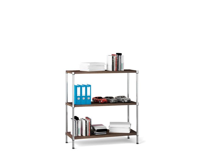 chromovany regal s laminovanymi policemi 900 x 900 x 350 mm 1160