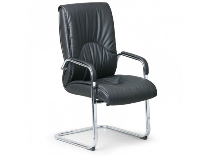 Konferenční / přísedící židle LUX, kožená, černá