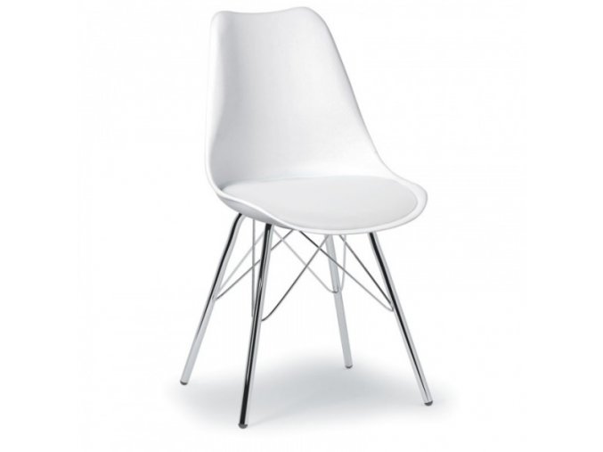 Plastová konferenční / jídelní židle s koženým sedákem CHRISTINE, bílá