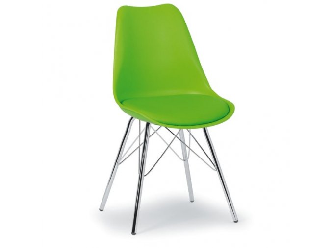 Plastová konferenční / jídelní židle s koženým sedákem CHRISTINE, zelená