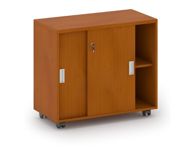 Kancelářská zasouvací skříňka na kolečkách MIRELLI, 800 x 420 x 750 mm, třešeň