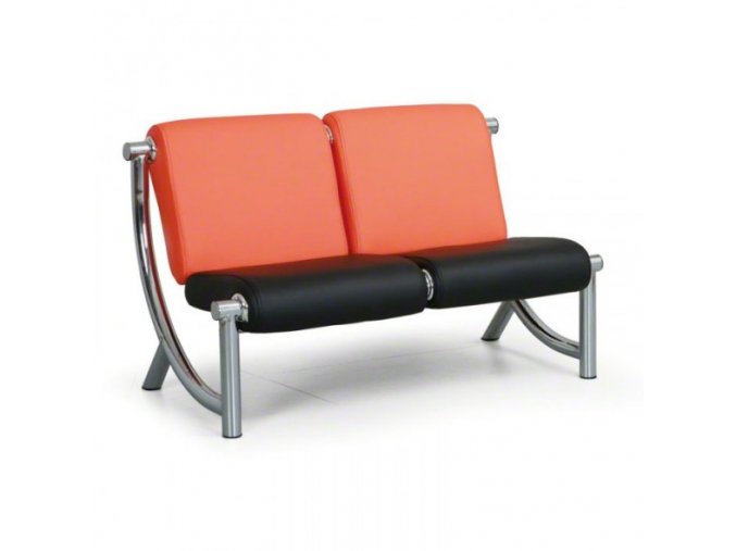 Kožená sedací souprava JAZZY II, 2-místná, oranžová/černá