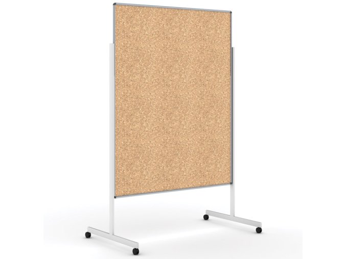 Informační a moderační tabule na kolečkách, paraván, 1200 x 1500 mm, korek