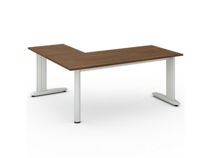 Rohový kancelářský psací stůl PRIMO FLEXIBLE 1800 x 1600 mm, ořech