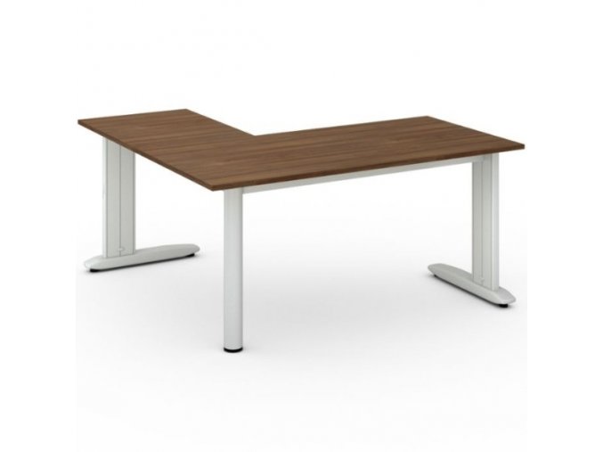 Rohový kancelářský psací stůl PRIMO FLEXIBLE 1600 x 1600 mm, ořech