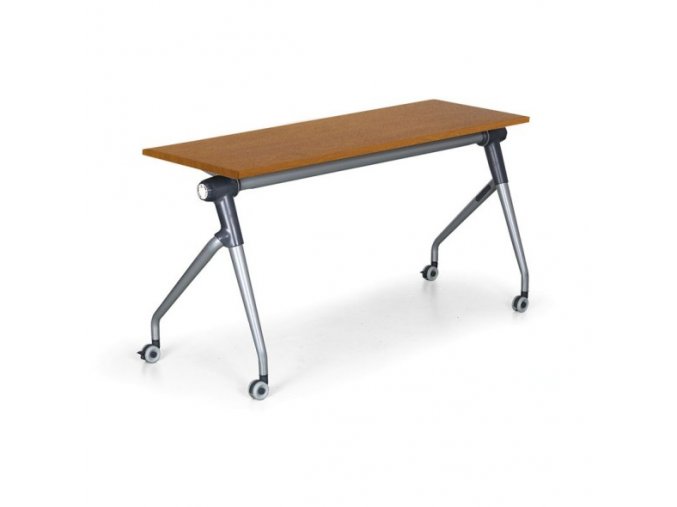 Skládací jednací stůl se sklopnou deskou TRAINING PLUS, 1450x450 mm, třešeň