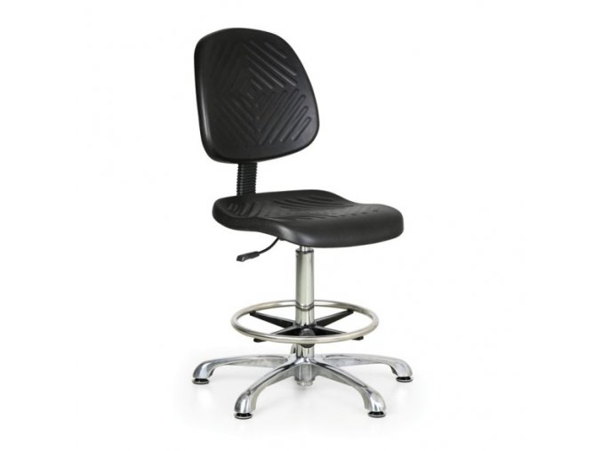 Pracovní židle PUR Classic s kluzáky, bez područek, vysoká, hliníkový kříž, permanentní kontakt