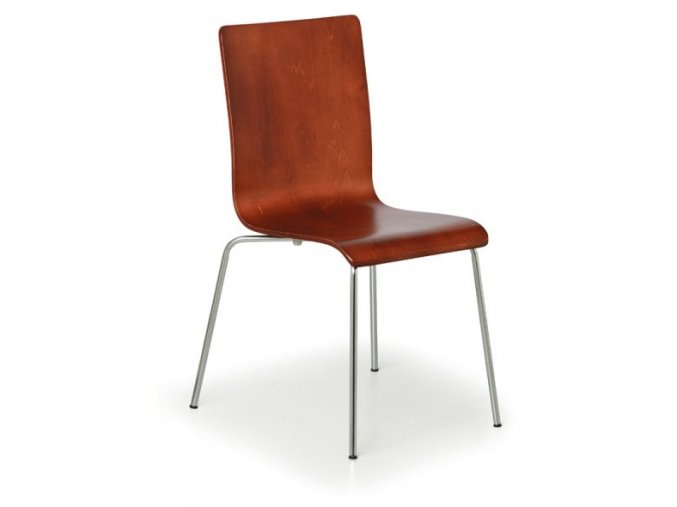 Dřevěná židle s chromovanou konstrukcí CLASSIC, ořech