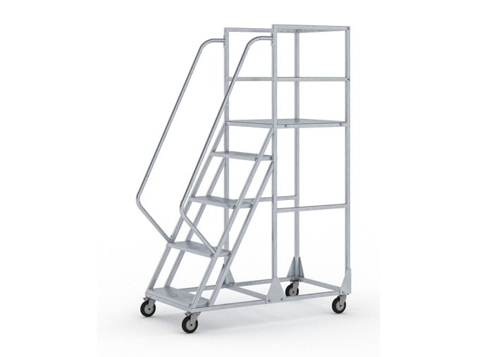 pojizdny ocelovy zebrik s plosinou 5 pricek vyska plosiny 1 2 m 23358