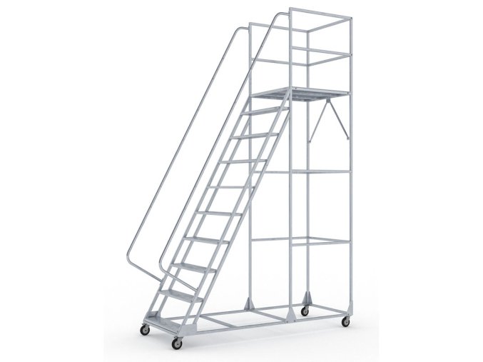 pojizdny ocelovy zebrik s plosinou 10 pricek vyska plosiny 2 5 m 23361