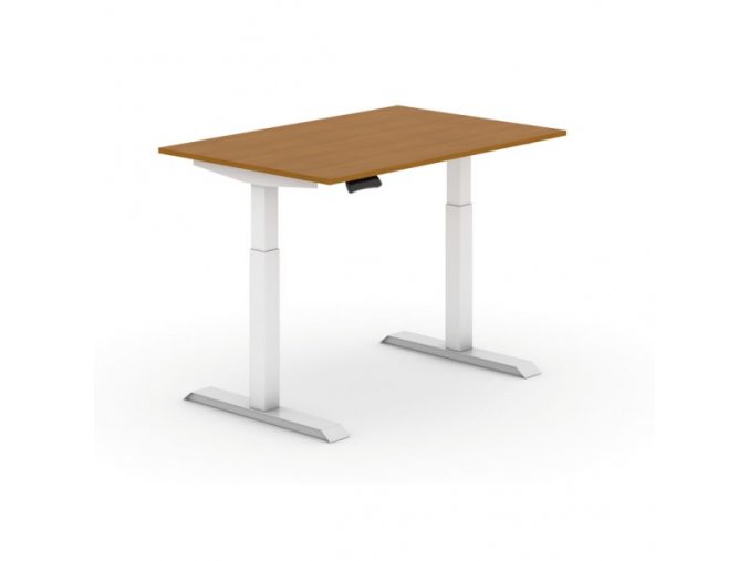 Výškově nastavitelný stůl, elektrický, 735-1235 mm,  deska 1200x800 mm, třešeň, bílá podnož