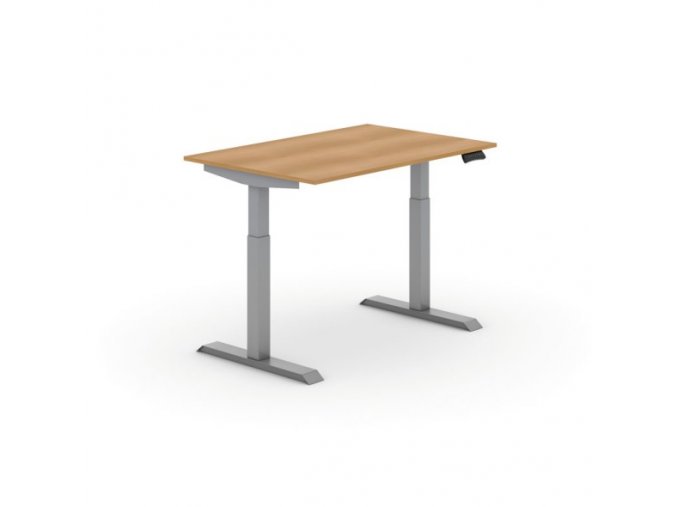 Výškově nastavitelný stůl PRIMO ADAPT, elektrický, 1200 x 800 x 735-1235 mm, buk, šedá podnož