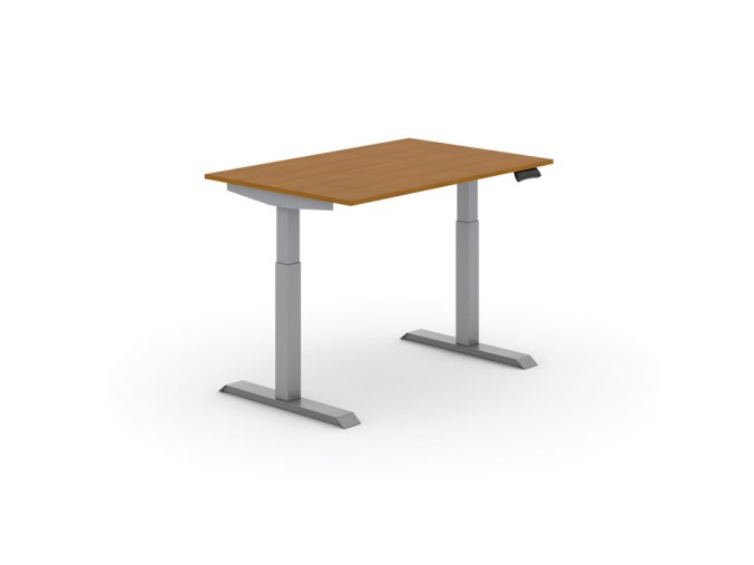 Výškově nastavitelný stůl PRIMO ADAPT, elektrický, 1200 x 800 x 735-1235 mm, třešeň, šedá podnož