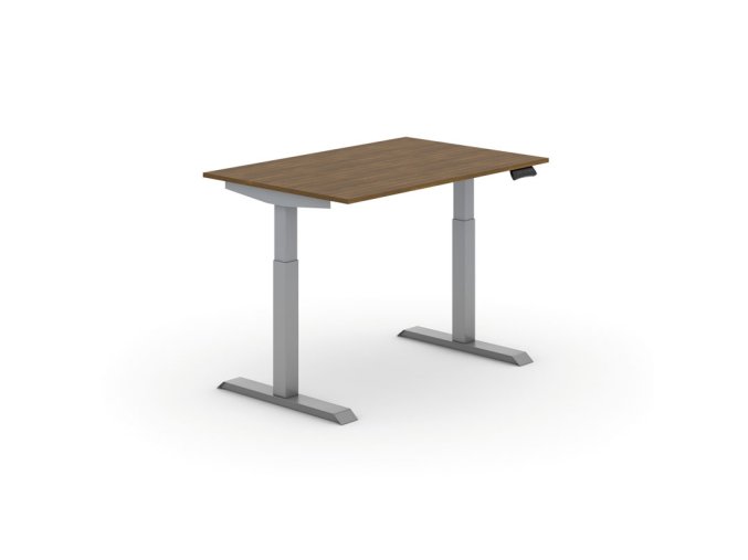 Výškově nastavitelný stůl PRIMO ADAPT, elektrický, 1200 x 800 x 735-1235 mm, ořech, šedá podnož