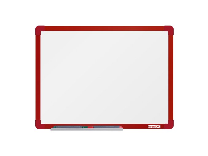Bílá magnetická popisovací tabule boardOK 600 x 450 mm, červený rám