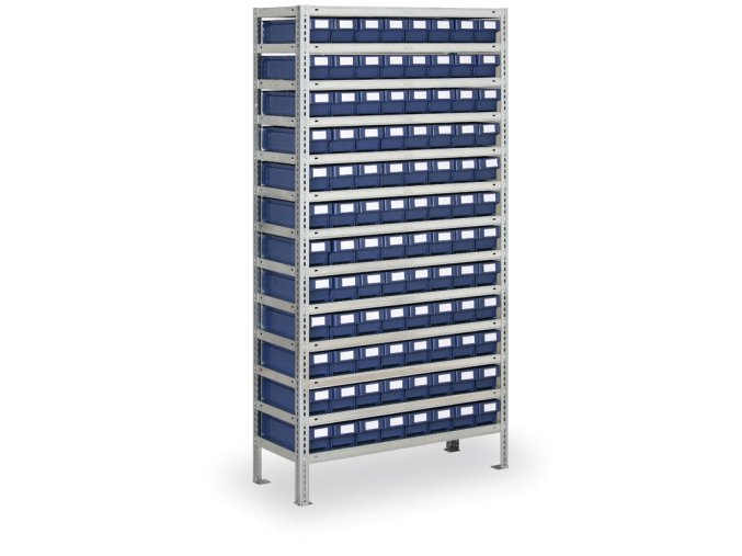 Regál s plastovými boxy MAX - 2000 x 300 x 1000 mm, 96x box A