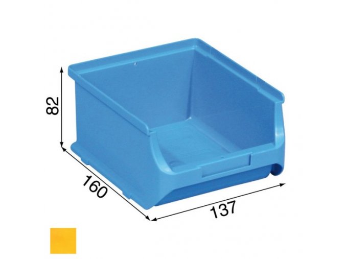 Plastové boxy PLUS 2B, 137 x 160 x 82 mm, žluté, 20 ks