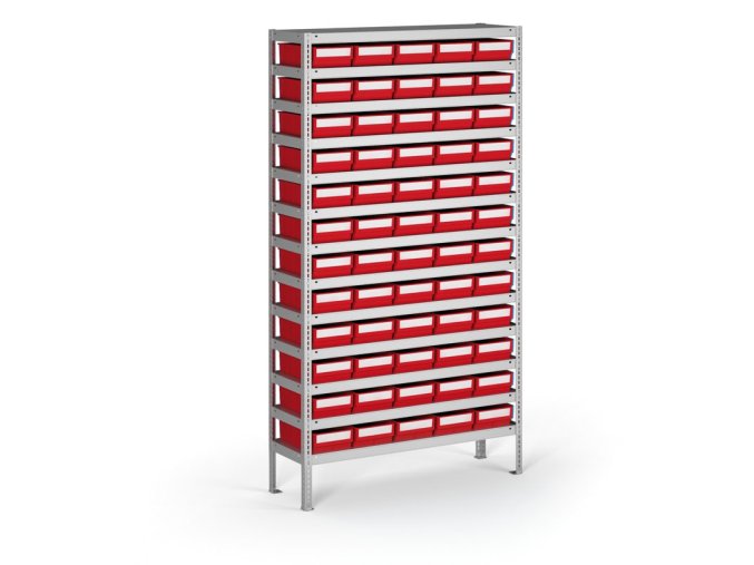 Regál s plastovými boxy ShelfBox, 2000 x 1000 x 500 mm, 60x box F