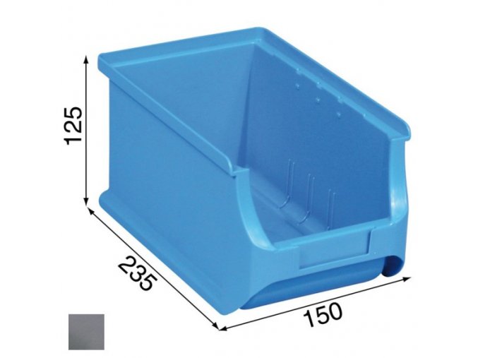 Plastové boxy PLUS 3, 150 x 235 x 125 mm, šedé, 24 ks