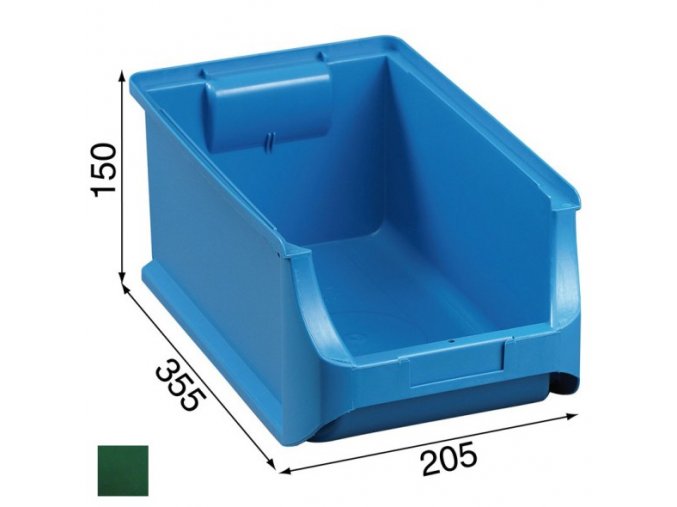 Plastové boxy PLUS 4, 205 x 355 x 150 mm, zelené, 12 ks