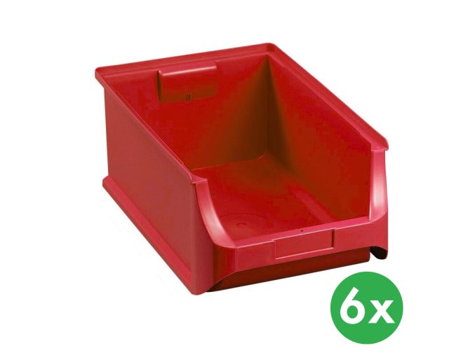 Plastové boxy PLUS 5, 310 x 500 x 200 mm, červené, 6 ks
