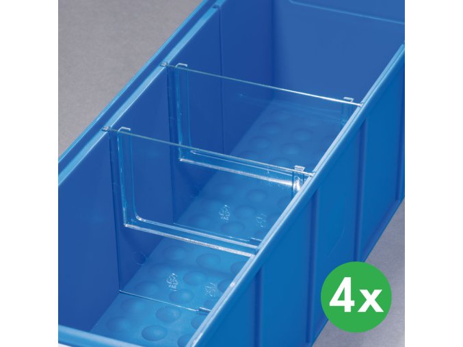 Děliče pro plastové boxy ShelfBox, 85 mm, 4 ks