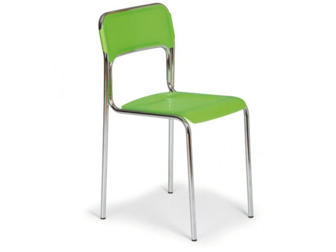 Plastová jídelní židle ASKA, zelená, chromované nohy