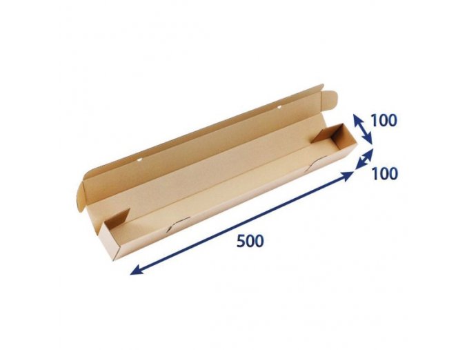Kartonová krabice - tubus, podélné otevirání 500 x 100 x 100 mm, 30 ks