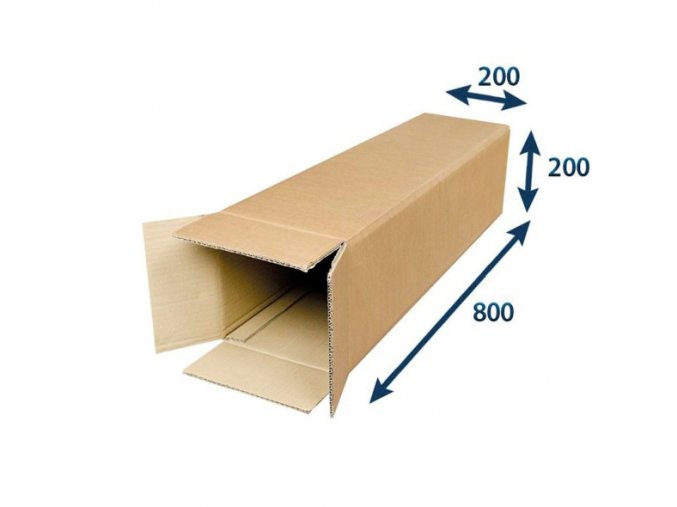 Kartonová krabice - tubus, otevírání na kratší straně krabice 800x200x200 mm, 30 ks