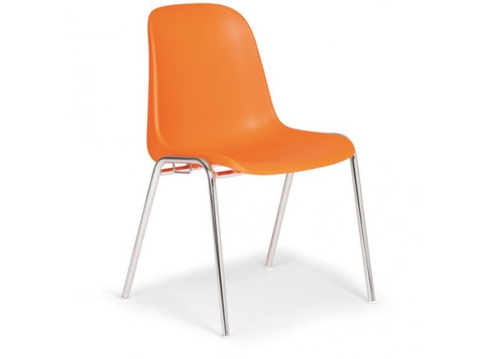 Plastová jídelní židle ELENA, oranžová, chromované nohy