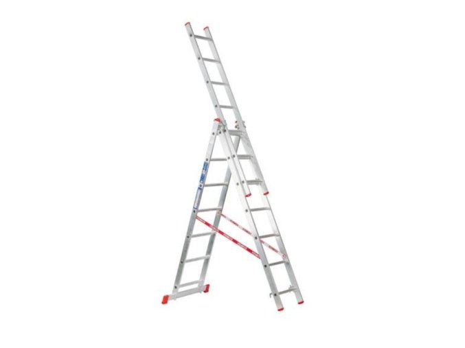 Hliníkový trojdílný výsuvný žebřík VENBOS HOBBY, 3x7 příček, 4,24 m