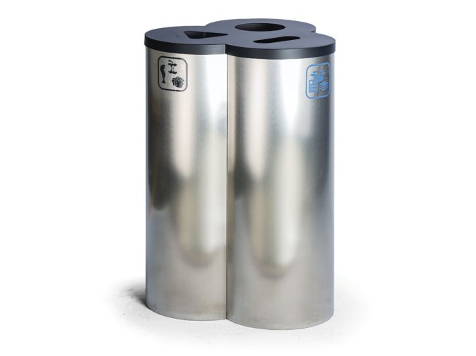Odpadkový koš na tříděný odpad, 3x30 l, nerezový