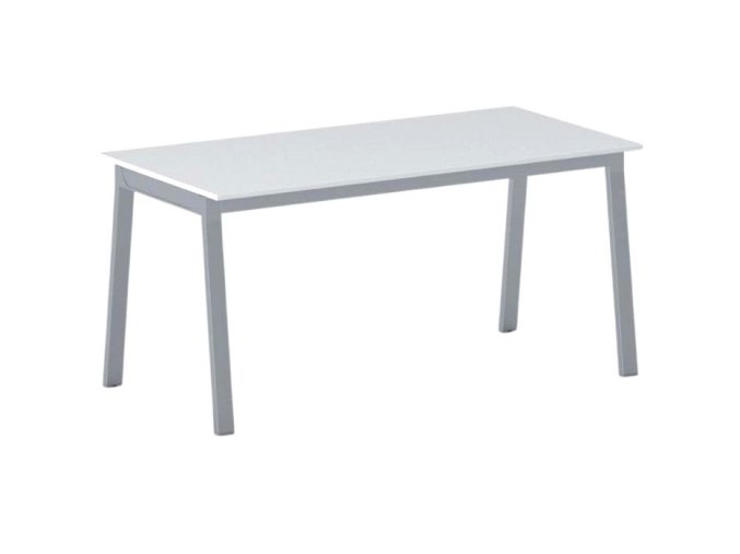 Jednací kancelářský stůl PRIMO BASIC, 160x80 cm, šedostříbrná podnož, bílá