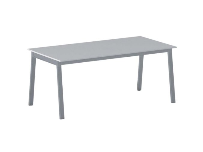 Jednací kancelářský stůl PRIMO BASIC, 180x90 cm, šedostříbrná podnož, šedá