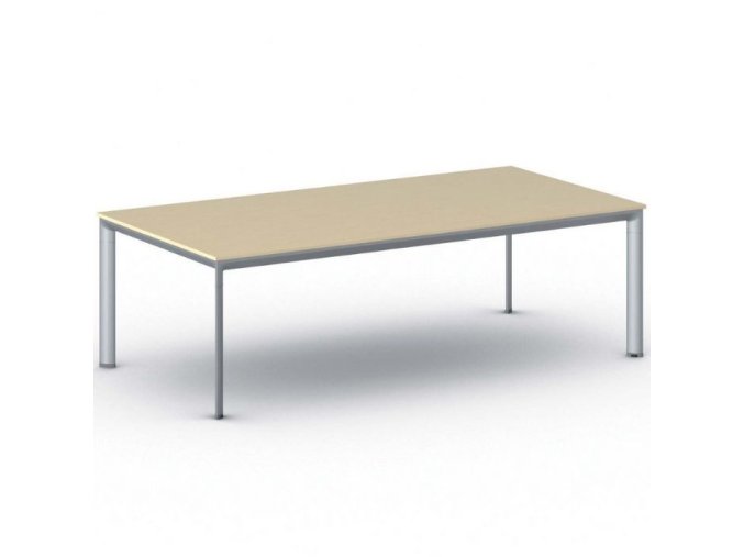 Jednací kancelářský stůl PRIMO INVITATION, 240x120 cm, šedostříbrná podnož, bříza