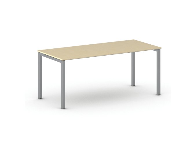 Jednací kancelářský stůl PRIMO SQUARE, 180x80 cm, šedostříbrná podnož, bříza