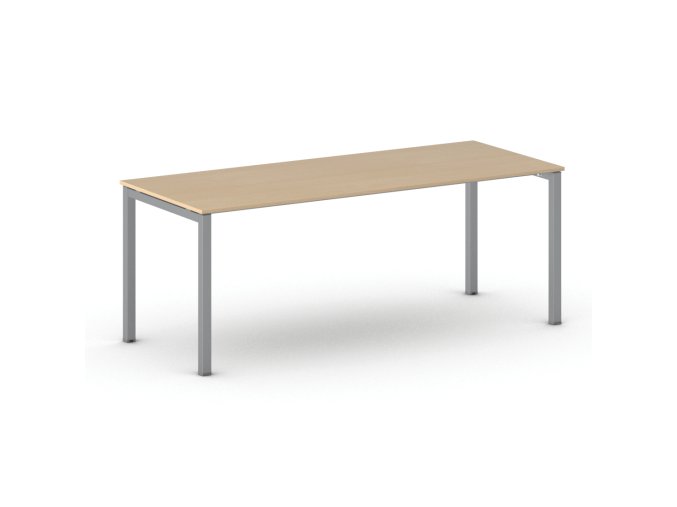 Jednací kancelářský stůl PRIMO SQUARE, 200x80 cm, šedostříbrná podnož, buk