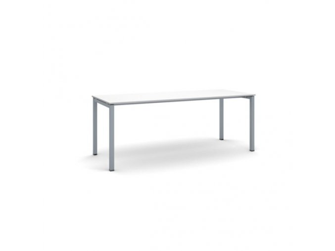 Stůl PRIMO SQUARE se šedostříbrnou podnoží 2000 x 800 x 750 mm, bílá