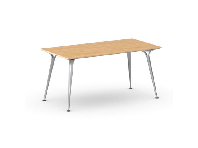 Jednací kancelářský stůl PRIMO ALFA, 160x80 cm, šedostříbrná podnož, buk