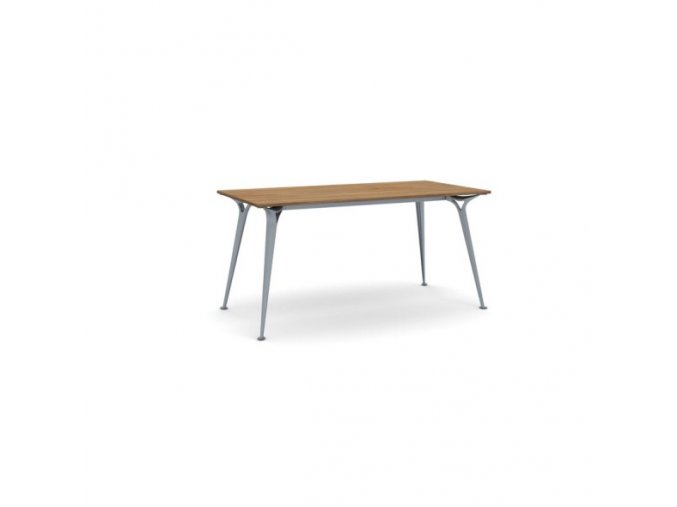 Kancelářský stůl PRIMO ALFA, šedostříbrná podnož, 1600 x 800 mm, ořech
