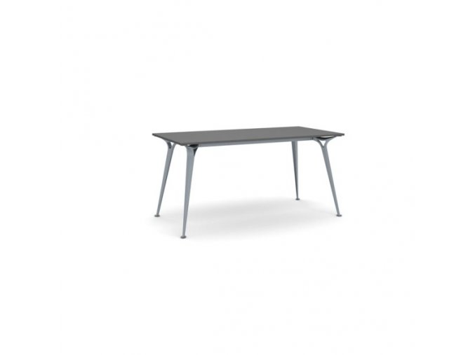 Kancelářský stůl PRIMO ALFA, šedostříbrná podnož, 1600 x 800 mm, grafitová