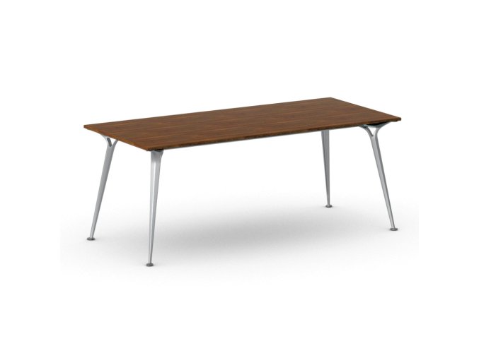 Jednací kancelářský stůl PRIMO ALFA, 200x90 cm, šedostříbrná podnož, ořech