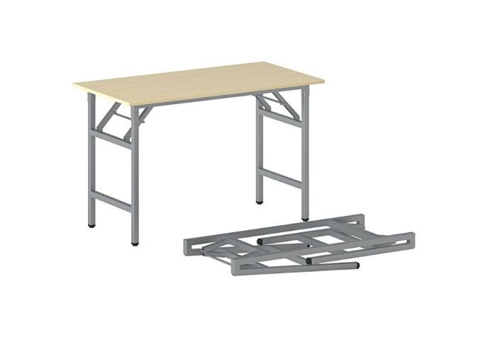 Konferenční stůl FAST READY, 120x60 cm, šedostříbrná podnož, bříza