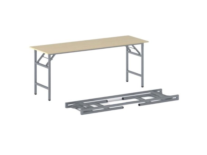 Konferenční stůl FAST READY, 170x50 cm, šedostříbrná podnož, bříza