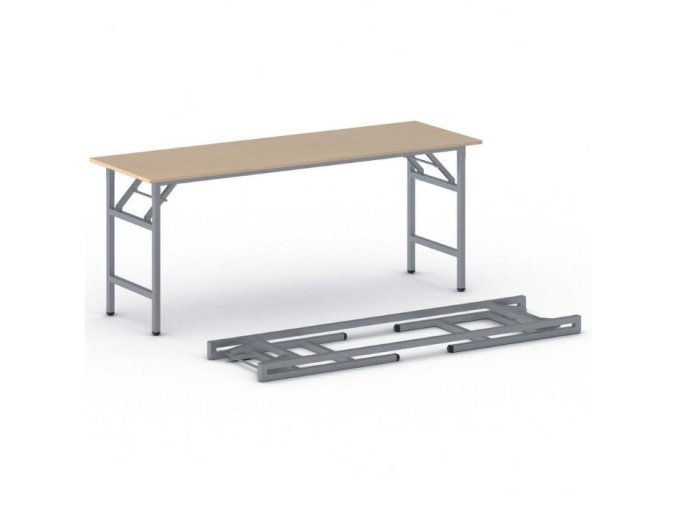 Konferenční stůl FAST READY, 170x50 cm, šedostříbrná podnož, buk