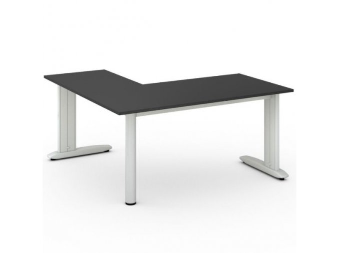 Rohový kancelářský psací stůl PRIMO FLEXIBLE, 1600 x 1600 mm, grafitová