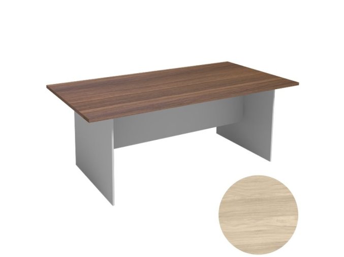 Jednací stůl PRIMO FLEXI, 2000 x 1000 mm, hranatý, bílá / dub přírodní